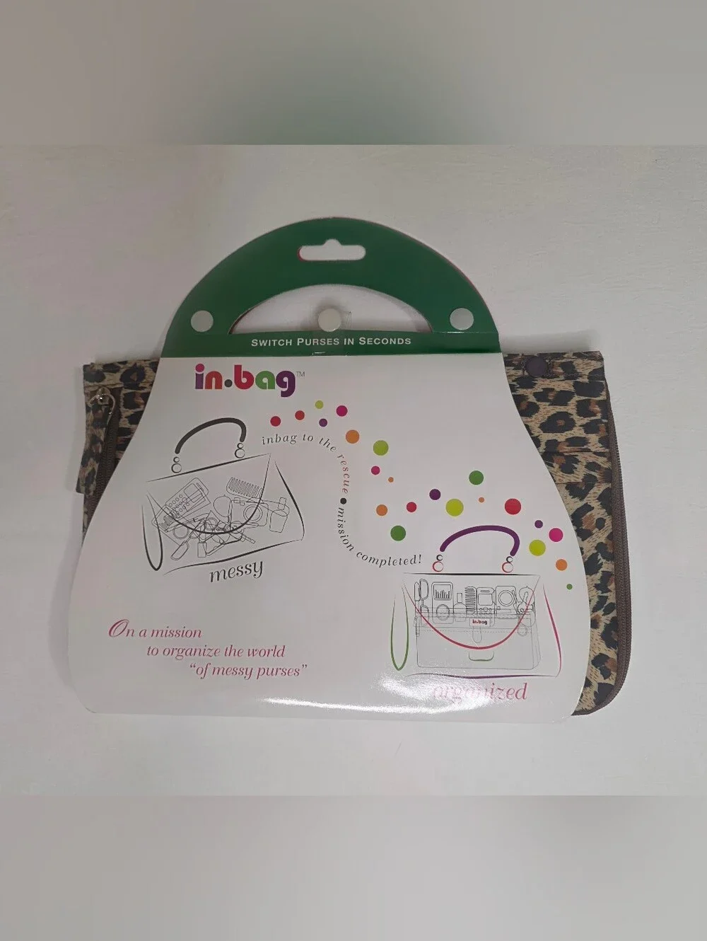 in.bag Leopard Print Ultimate Purse Organizer Insert NWT